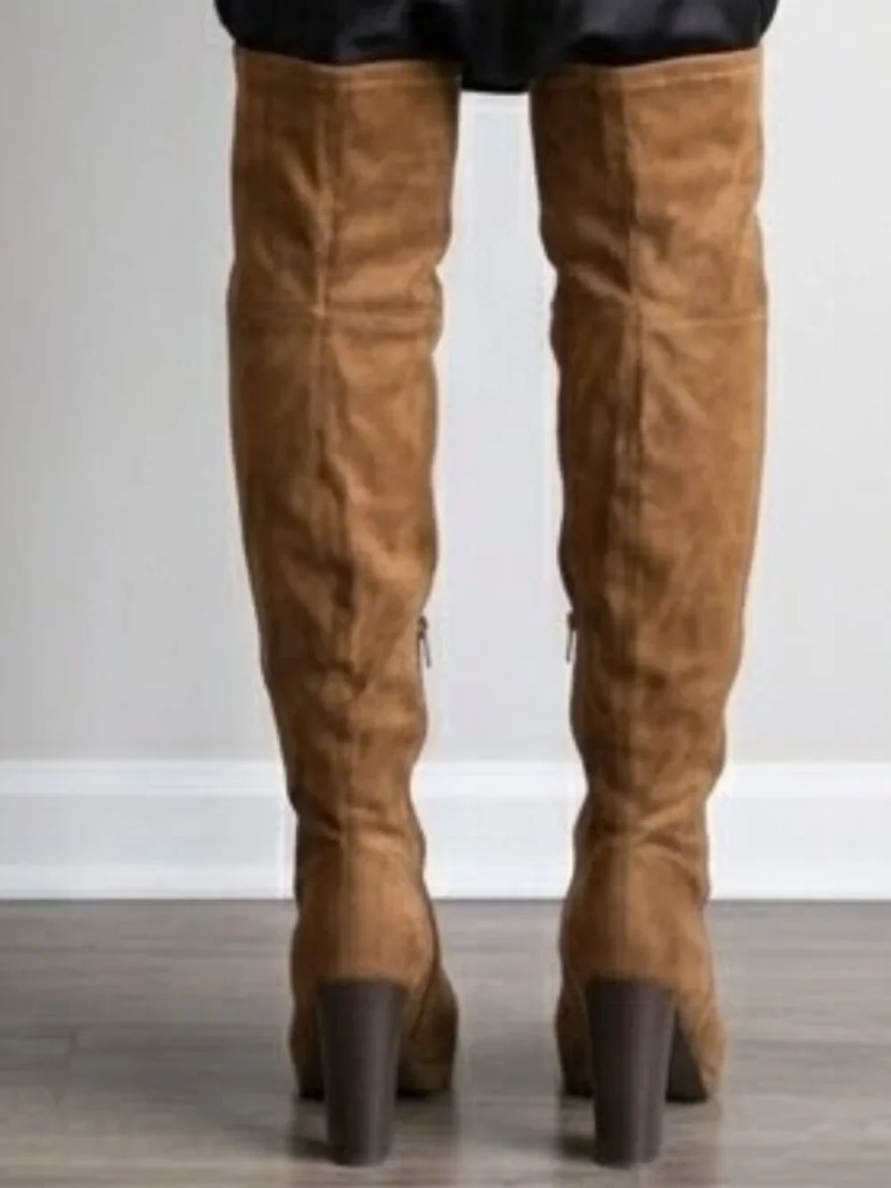 NEW JustFab Iman Tan Brown Suede Over-the-Knee Heel Boots Womens Size 10